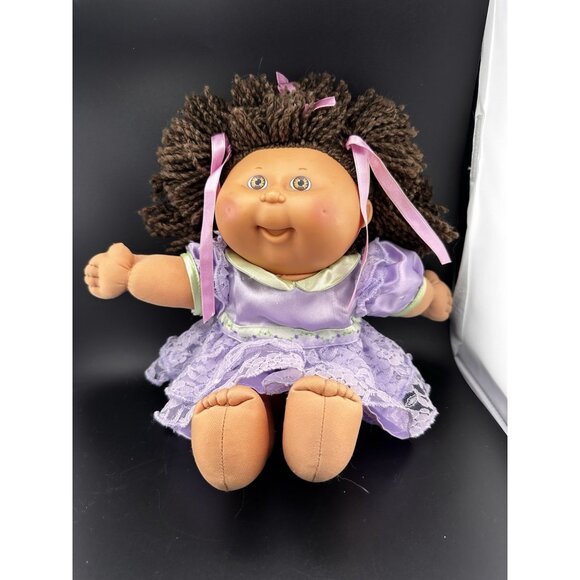 Cabbage Patch Kids Dolls Dress For 14” 16” Purple Satin Lace Coleco Vtg - Picture 9 of 9